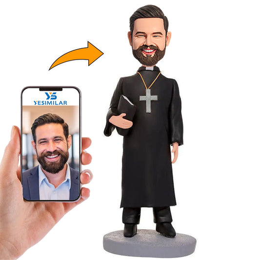 Priest Holding Book Jesus Follower Custom Bobbleheads Handmade Gifts