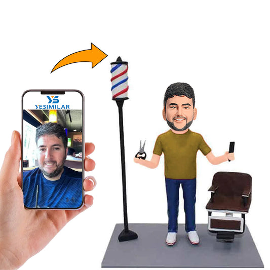 Handsome Male Barber Custom Bobbleheads Personalized Figures Handmade Gifts