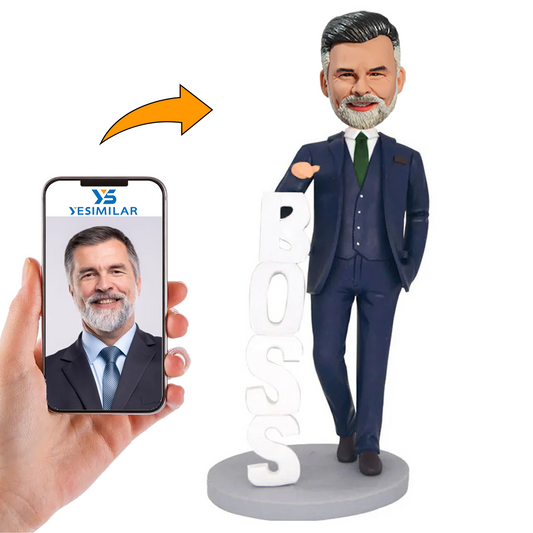 Businessman Leaning on BOSS Custom Bobbleheads