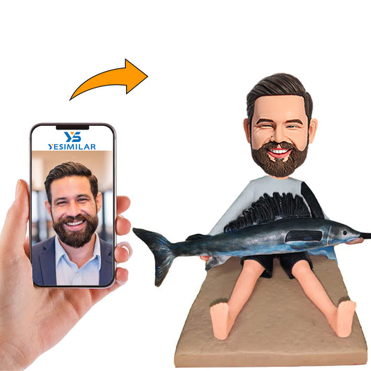 Happy Fishing Man Custom Bobbleheads