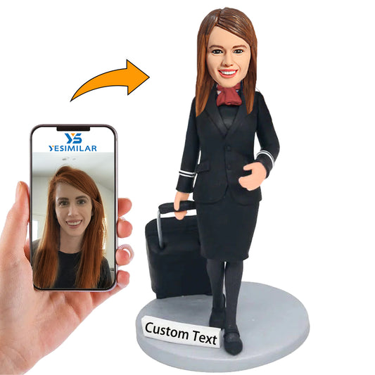 Airline Stewardess Custom Bobbleheads Handmade Gifts