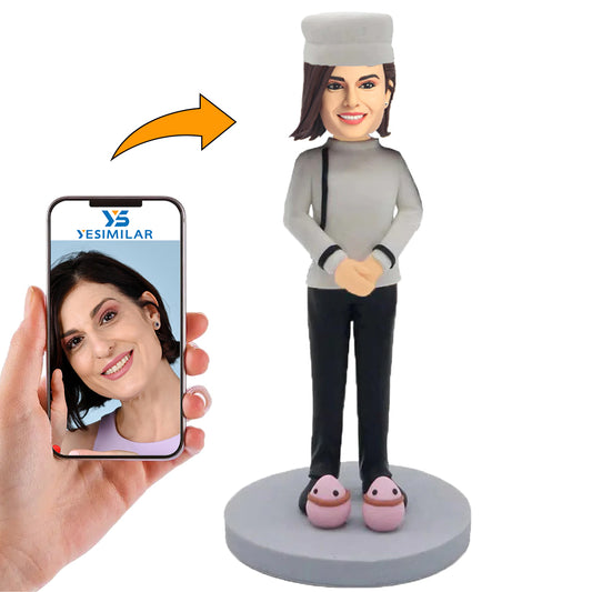 Female Pastry Chef with Cake Custom Bobbleheads