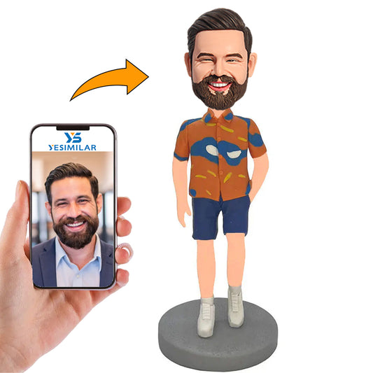 Man Wearing Hawaiian Shirt Custom Bobbleheads