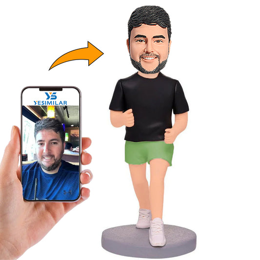 Man Running in Black T-shirt Custom Bobbleheads