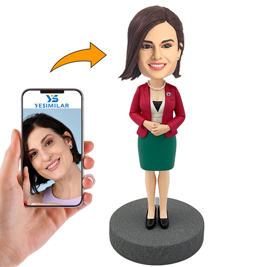 Handcraft Red Clothes Modern Female Custom Bobbleheadss