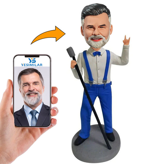 Singer in Blue Overalls Custom Bobbleheads
