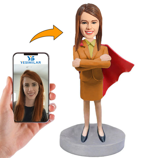 Handcraft Orange Suit Business Woman Custom Bobbleheads