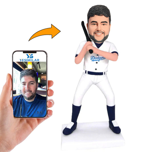 White Suit Baseball Fan Custom Bobbleheads Personalized Figures