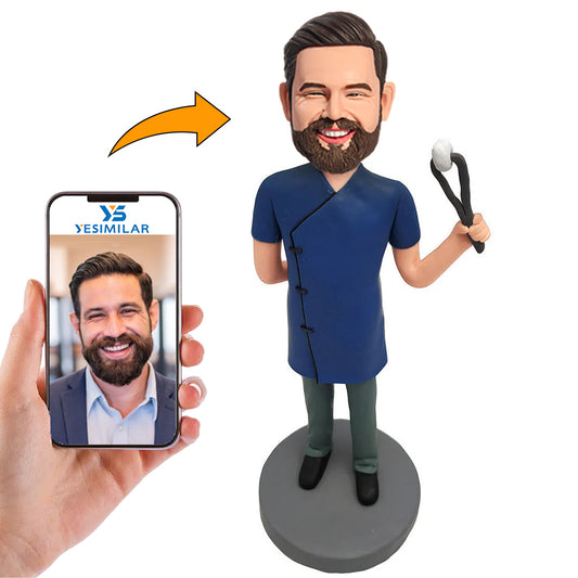 Dentist Holding Tooth Physician Custom Bobbleheads