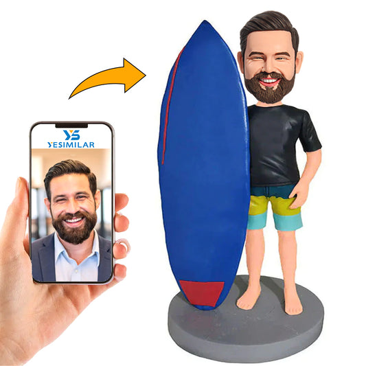 Handsome Man Surfing Custom Bobbleheads Personalized Figure
