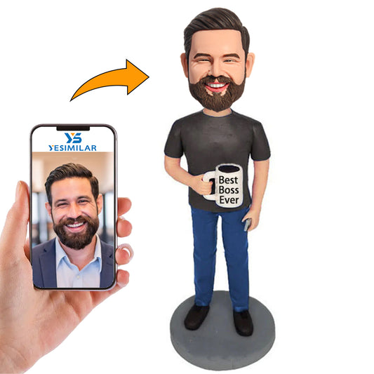 Boss Holding Water Cup Custom Bobbleheads Handcraft Gifts