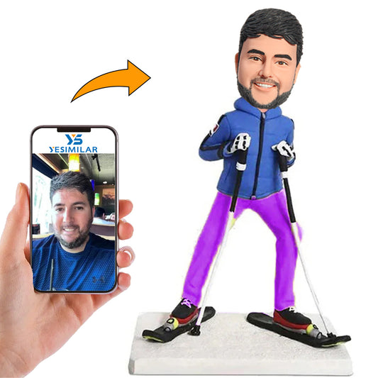 Man in Skiing Pose Custom Bobbleheads