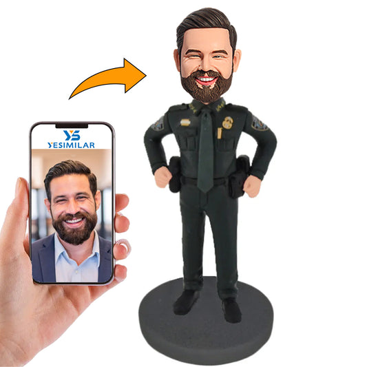 Handsome Policeman Custom Bobbleheads Handmade Gifts