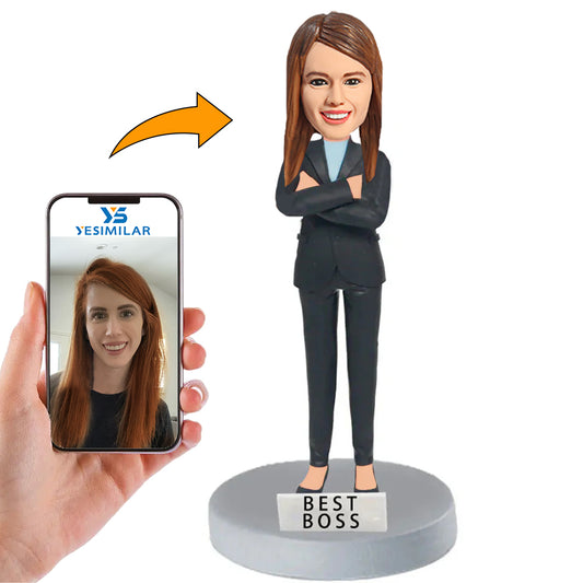 Handmade Female Boss Shareholder Partner Custom Bobbleheads