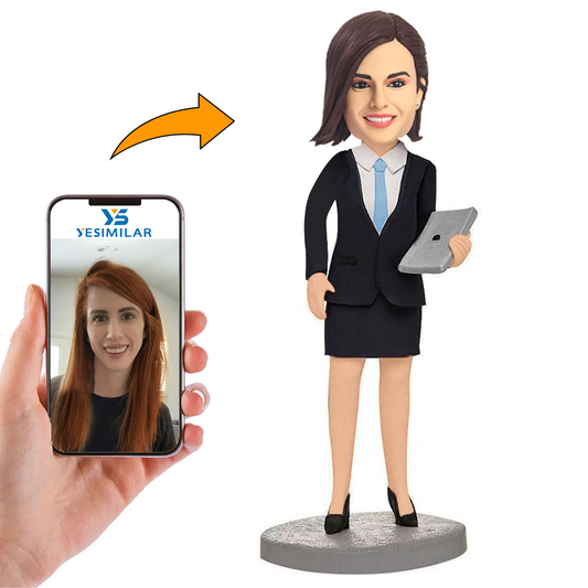 Business Woman Holding Tablet Custom Bobbleheads