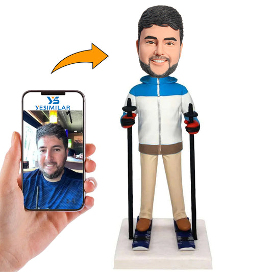 Man Wearing Khaki Ski Pants Custom Bobbleheads