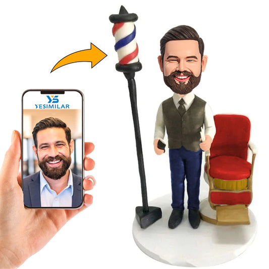Handcraft Barber Holding Hair Clipper Custom Bobbleheads