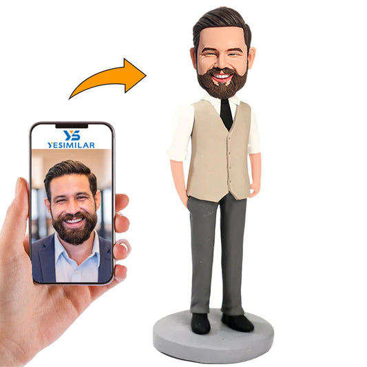 Cool Business Man in Grey Pants Custom Bobbleheads