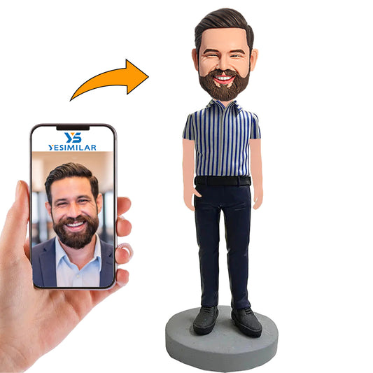 Man in Striped Shirt Custom Bobbleheads