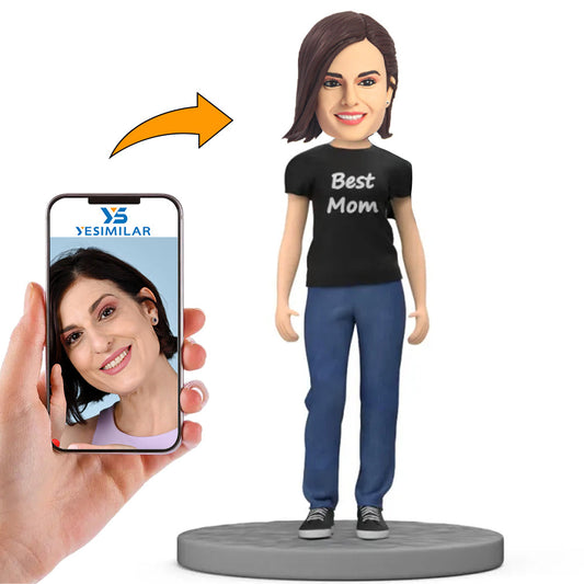 Handcraft Black Clothes Best Mom Custom Bobbleheadss