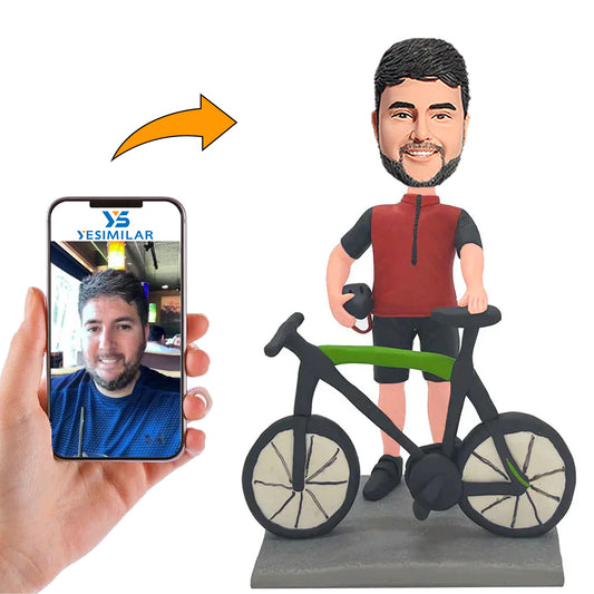 Male Cyclist with Hat Custom Bobbleheads