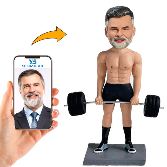 Male Weightlifting Weight Lifter Custom Bobbleheads Handcraft