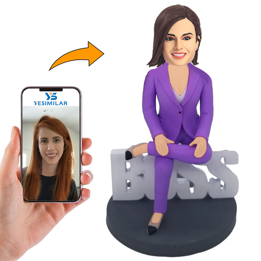 Purple Suit Female Boss Custom Bobbleheads