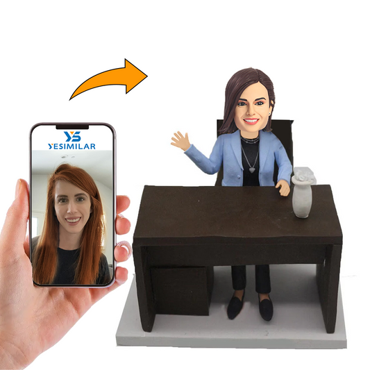 Female Boss With Desk Custom Bobbleheads