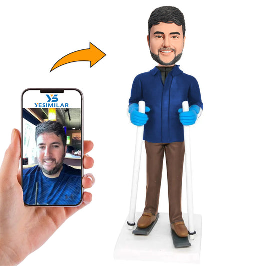 Cool Male Skier Custom Bobbleheads Gifts for Him