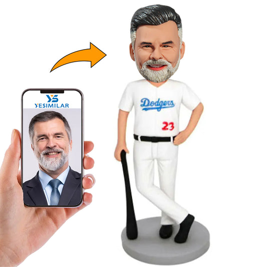 Dodgers White Suit Baseball Player Custom Bobbleheads