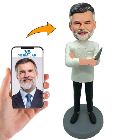 Chef Holding Knife Custom Bobbleheads