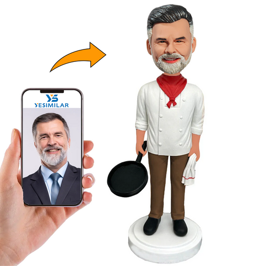 Chef Holding Frying Pan Custom Bobbleheads