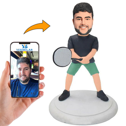 Happy Male Tennis Player Custom Bobbleheads