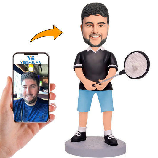Blue Pants Male Tennis Player Custom Bobbleheads