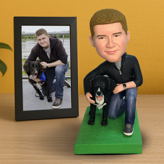 Handmade Fully Customizable 1 Person and 1 Pet Custom Bobbleheads