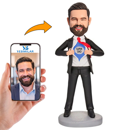 Handmade Business Man Super Dad Tie Custom Bobbleheads