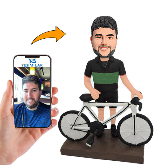 Man Cyclist with Bike Custom Bobbleheads Personalized Gifts