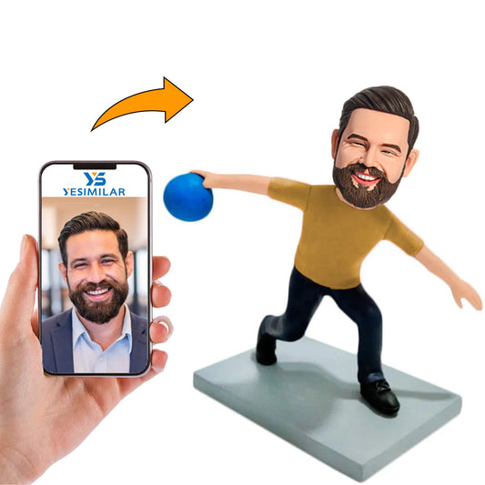Bowling Player with Bowling Pin Custom Bobbleheads