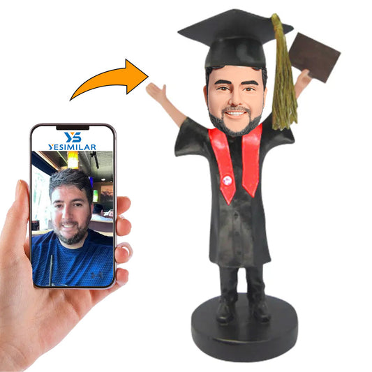 Handicraft Graduation Boy Holding Diploma Custom Bobbleheads