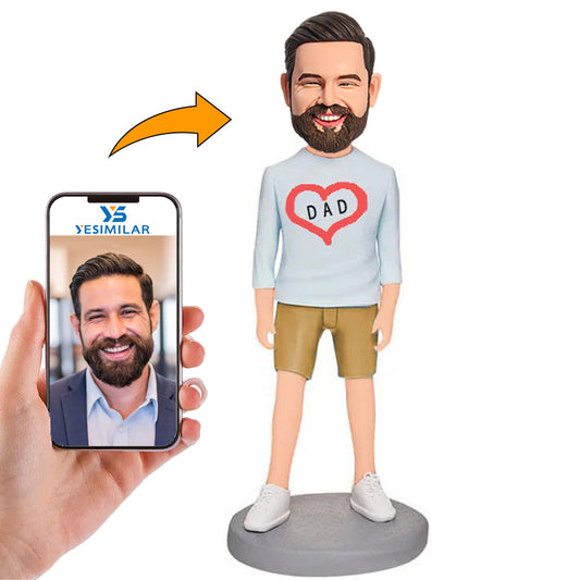 Dad in Grey Shirt Custom Bobbleheads