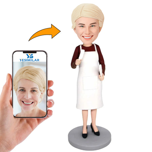 Handcraft Gifts for Mom Woman in Apron Custom Bobbleheads