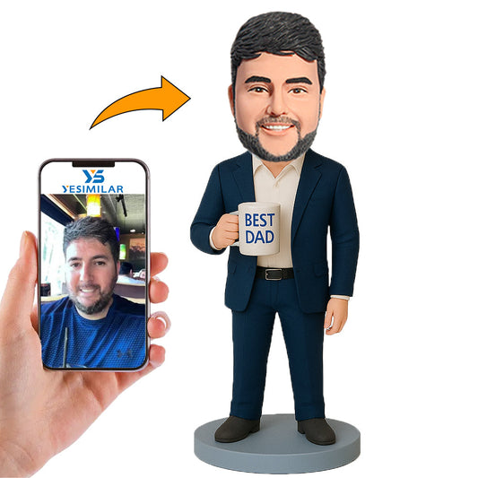Handcraft Super Dad with Cup Custom Bobbleheads