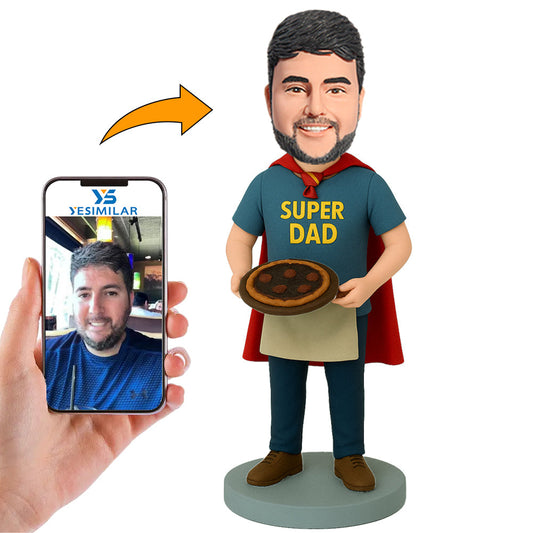 Handcraft Pizza Serving Super Dad Custom Bobbleheads