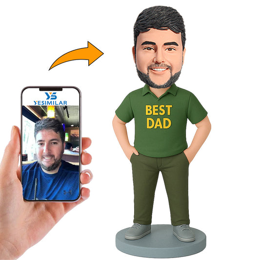 Handcraft Green Suit Best Dad Custom Bobbleheads