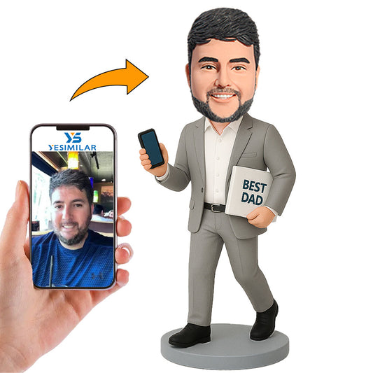 Handcraft Best Dad with Phone Custom Bobbleheads