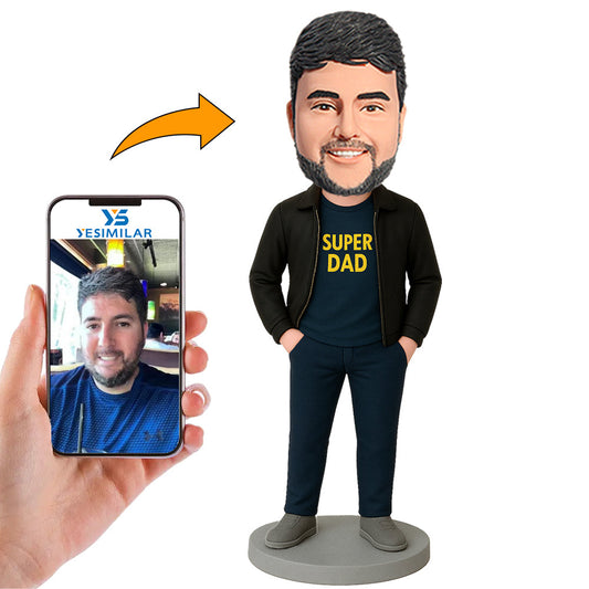 Handcraft Super Dad Hands in Pockets Custom Bobbleheads