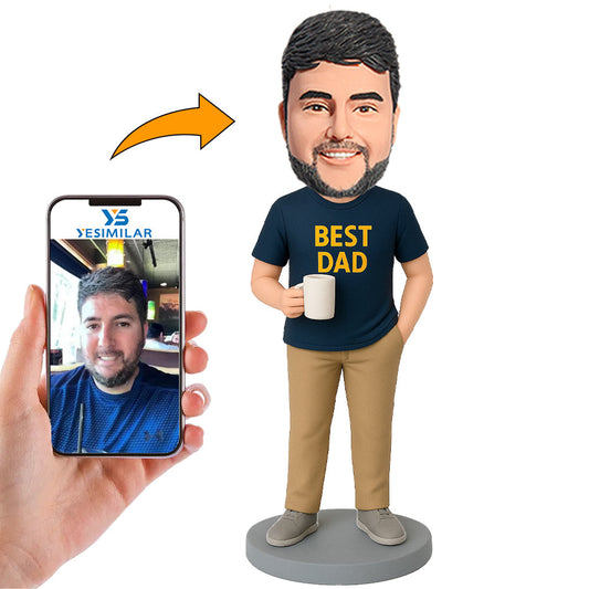 Handcraft Best Dad Holding Cup Custom Bobbleheads