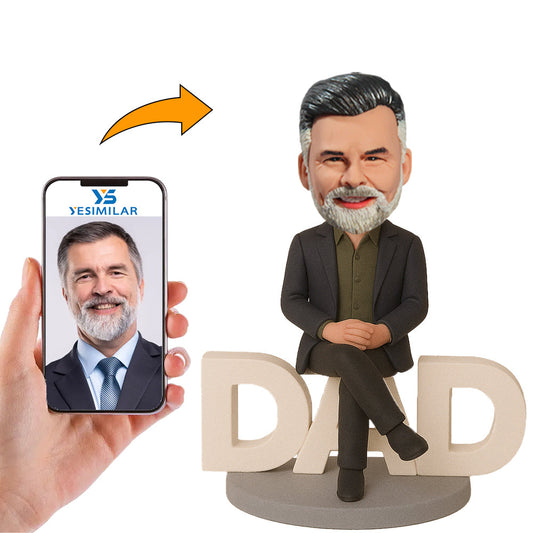 Handcraft Man Sitting on Dad Base Custom Bobbleheads