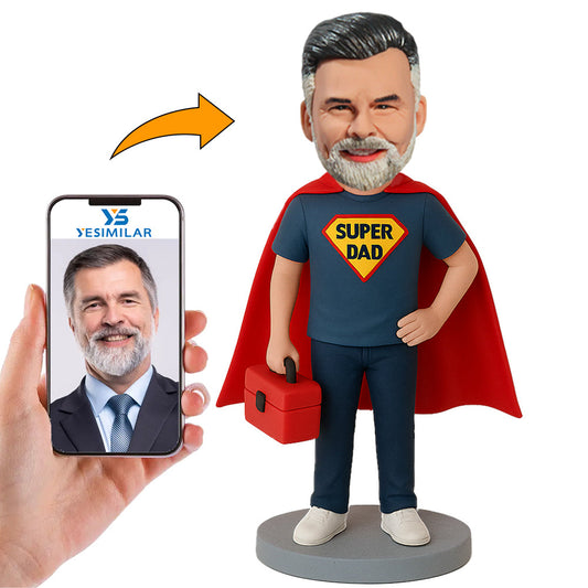 Handcraft Super Dad with Tool Box Custom Bobbleheads