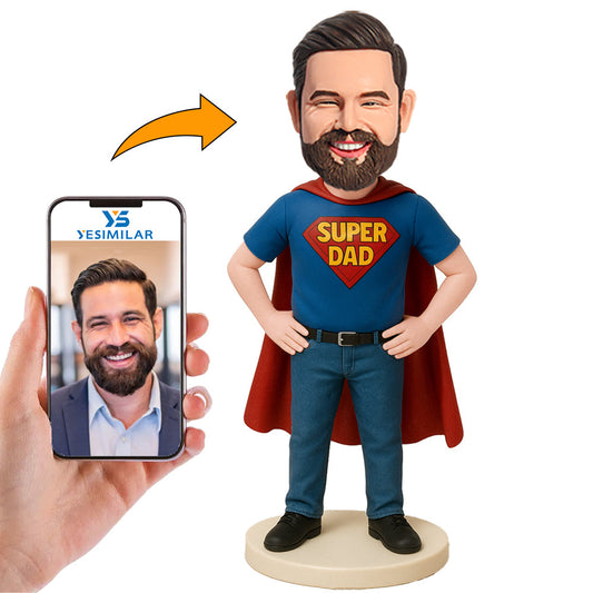 Handcraft Super Dad Blue Suit Custom Bobbleheads